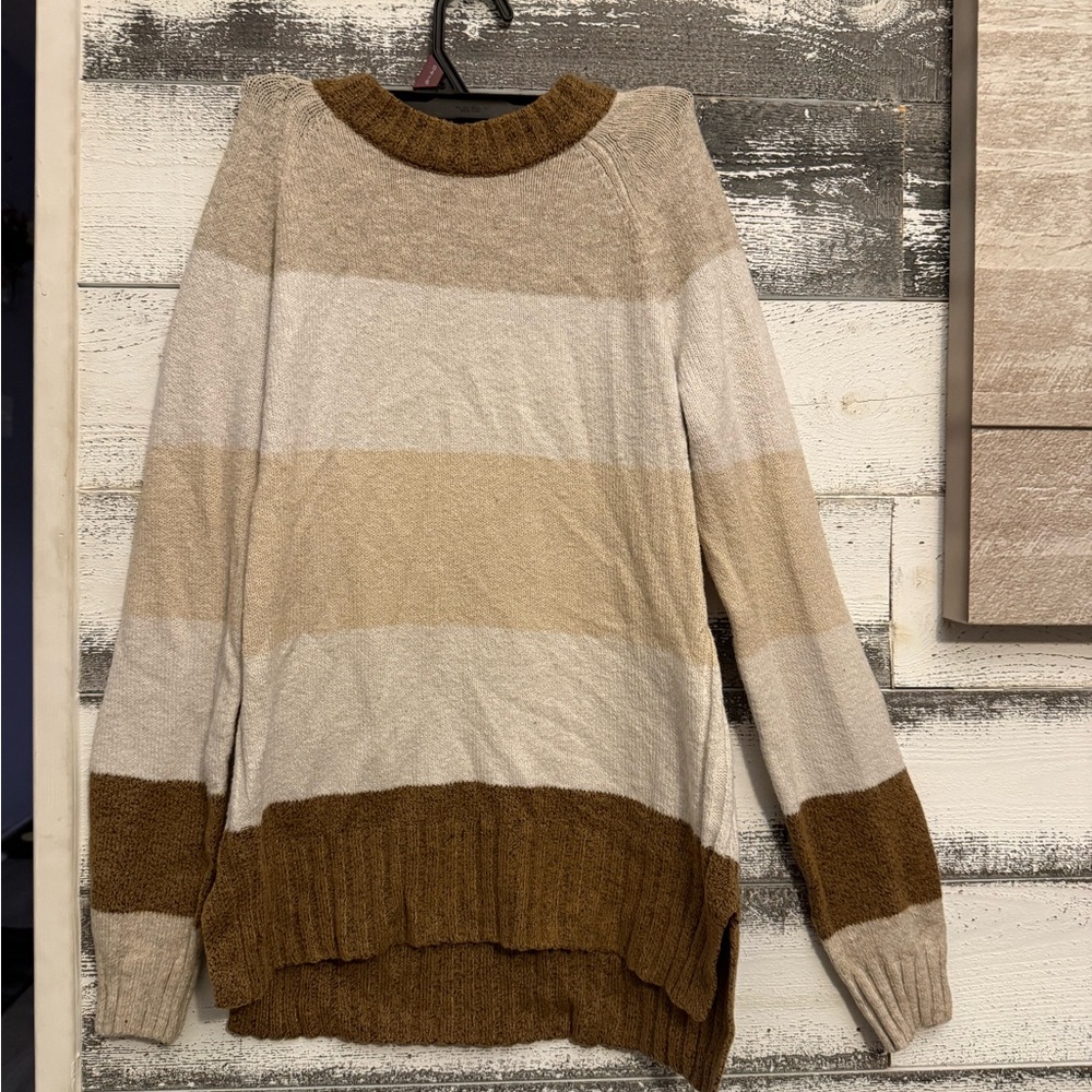 Neutral cozy striped sweater